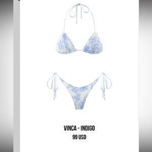 worn once and washed. triangl bikini (style: vinca print: indigo)